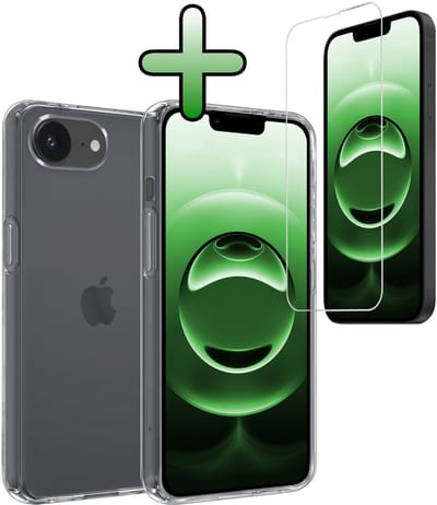 Hoesje Met Screenprotector - Geschikt voor Apple iPhone 16e - Sterk & Shockproof - Back Cover - Siliconen Case - Telefoon Hoes - Transparant