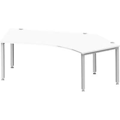 Schäfer Shop Genius hoekbureau MODENA FLEX 135°, aanbouw rechts, 4-poots vierkante buis, B 2165 mm, wit/wit