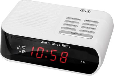 Digitale wekker met AM/FM-radio - rood - 140 x 114 x 44 mm - 230 V - 50 Hz - wit