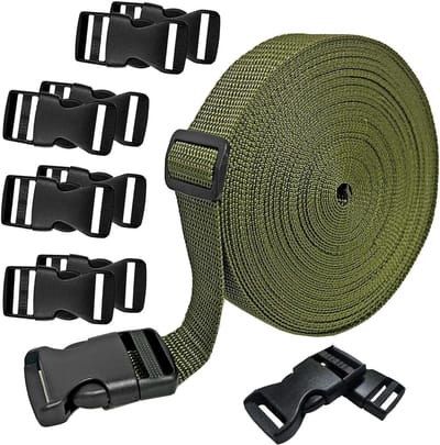 Nylon Band Sets - Vrachtband Gespen - Bagage Reparatie - Compleet DIY Pakket - 10 Meter Band - Groen