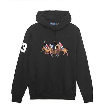 Polo Ralph Lauren Logo Print Geborduurde Hoodie Lange Mouw Heren hoodies Zwart 710823853-006 M black
