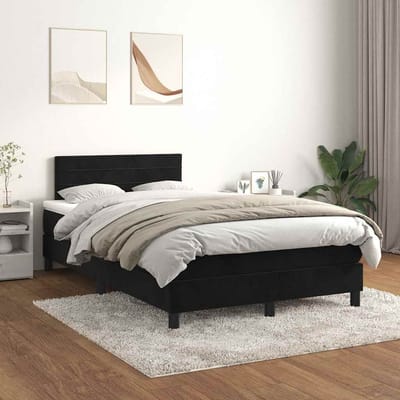 vidaXL - Boxspring - met - matras - fluweel - zwart - 120x190 - cm