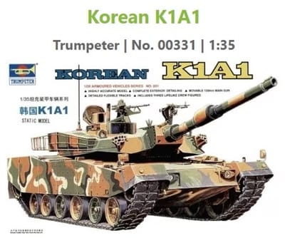 Trumpeter Modelbouwpakket Militaire voertuigen - 00331 K1A1 - Zuid-Koreaanse Hoofdgevechtstank Plastic - 1:35 - Modelbouw