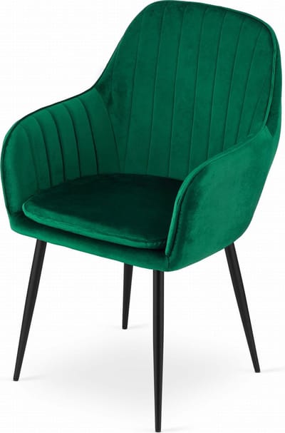 LUGO Kuipstoel - Groen, Velvet Bekleding met Afneembare Hoes, Zwarte Metalen Poten, Ergonomisch en Functioneel, Geschikt voor Woonkamer, Eetkamer en Kantoor, Max. 120 kg