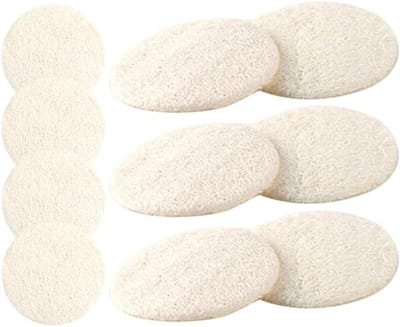 10 Stuks Natuurlijke Loofah Peeling Pads voor Gezichtsreiniging en Scrubben - Duurzame Luffa Spons voor Douche en Spa Gebruik, Beige Gezichtsreinigingskussens