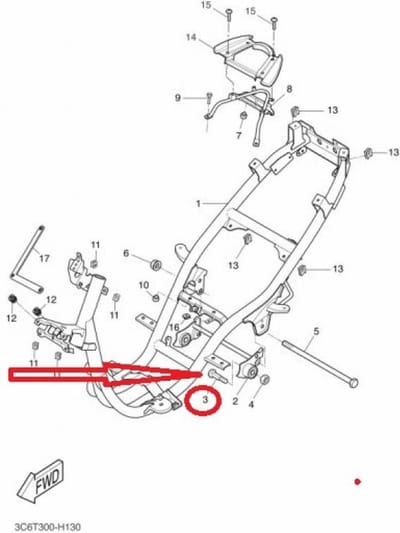 Boulon vis de support moteur pour scooter MBK 50 Flipper 2003-05 5DS-F1481 Neuf