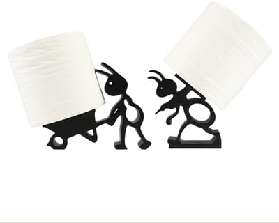2 stukken set mieren toiletpapierhoudenaar Grappige toiletpapierhouder Staandbadkamer set 3D gedrukt zwart mieren rollenhouder