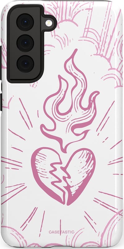 Casetastic Hoesje Geschikt voor Samsung S21 FE - Stijlvolle Beschermende Duo-layer Case - Roze Liefdesvlam