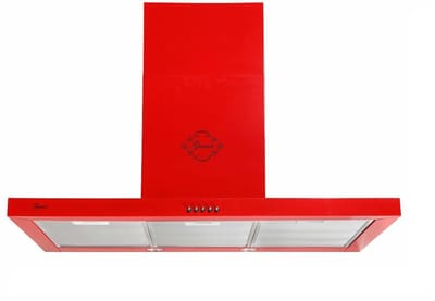 GURARI Wandafzuigkap GCH F 461 RD 9+Koolfilter, Afzuigkap 90 cm, in rood, 1000m³/h, Afzuigkap 3 niveaus