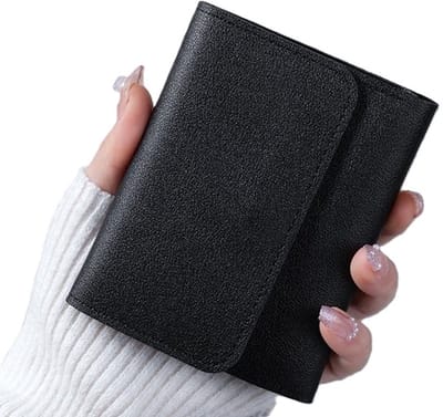 Billfold Portemonee & Pasjeshouder Voor 6 Pasjes I Creditcardhouder I Met Geldvak I Pasjes Houder I Incl. Rijbewijsvakje I Wallet I Portemonnee I Kliksluiting I Dames I PU Leer I Zwart