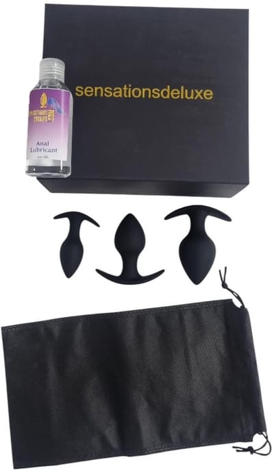 Sensationsdeluxe - Box - Anaal treiner set - Buttplug - Anaal Glijmiddel 100 ml - Buttplug Zakje - Buttplug/trainerset - Koppelset
