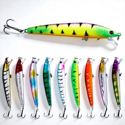 Set van 10 Wobblers voor Snoekvissen, Perfecte Aas voor Zoet- en Zoutwater, 8.5g, 9.5cm, Predators en Vissers