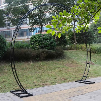 Metalen Tuinboog - Rozentunnel - Feestdecoratie - Roestbestendig - 26x30m - Zwart