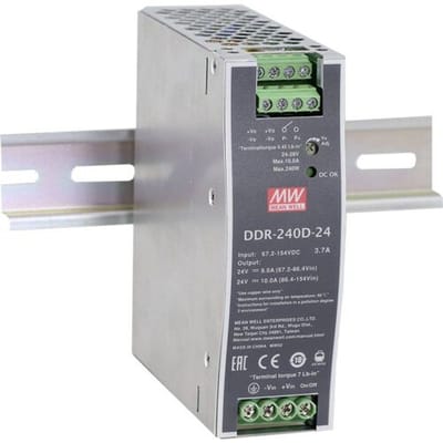 MEAN WELL DDR-240B-24 DIN-rail DC/DC-converter 24 V/DC 10 A 240 W Aantal uitgangen:1 x Inhoud 1 stuk(s)