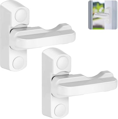 Wit - 2-pack - Raambeveiligingsslot, tweedelig raamslot, raamslot, antidiefstalslot, extra slot, draaislot, kinderslot, geschikt voor UPVC-ramen, deuren, balkons
