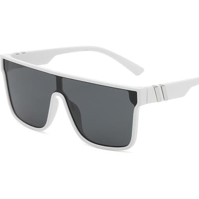 Modieuze zonnebrillen, luxe, groot montuur, eendelige zonnebril voor mannen en vrouwen, klassieke outdoor-, autorij- en sportbril, UV400-bescherming. white