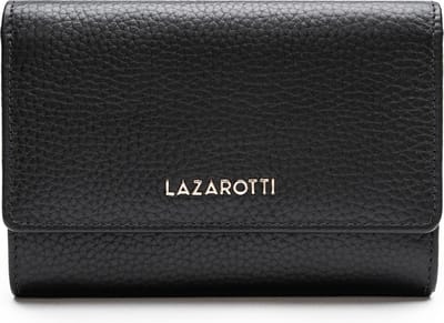 Lazarotti Leren portemonnee Bologna Leather Zip Wallet With 15 Card Slots Black zwart