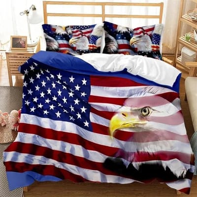 Nationale Vlag Dekbedovertrek Collectie King Size Creatieve Amerikaanse Vlag Beddengoed Collectie Voor Tieners Volwassenen Microvezel Enkele Dubbele Dekbedovertrek AU Double(180x210cm)