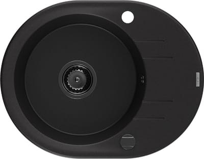 Mexen Kevin granieten spoelbak 1-komerig met afdruiprek 586 x 458 , zwart, zwarte sifon - 6517581005-77-B