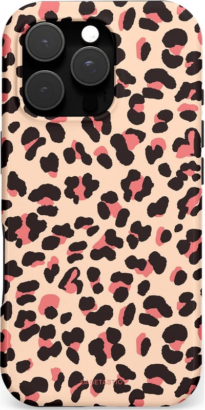 Casetastic hoesje geschikt voor Apple iPhone 16 Pro - MagSafe - Dubbellaagse bescherming - Pantermeid - Fashion Case - Zand Zwart Perzik Koraal