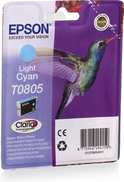 Epson Hummingbird Singlepack Light Cyan T0805 Claria Photographic Ink