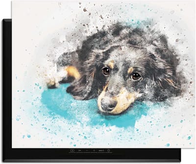 KitchenArt - Dreamy Dachshund - Inductie Beschermer - 76x51.5 cm - Kookplaat Beschermer - Luxe Afdekplaat Inductieplaat - Anti-slip & Oprolbaar - Beschermmat Inductiekookplaat