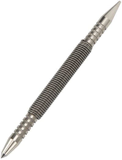 Dailygoods- Centerpons Dubbele Kop - Hamerloze Prikpons - Koolstofstaal - Compact - Draagbaar - Voor Hout/Metaal/Glas - 3/16 Inch en 1/16 Inch Kopmaat - Perforator