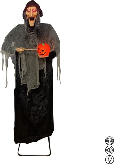 Fjesta© Halloween heks met pompoen - Geluidssensor - 200cm