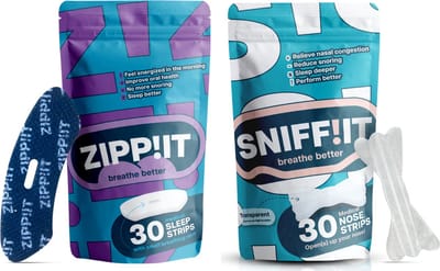 Sniffit® transparante neusstrips & Zippit® mondtape Bundel - 2 x 30 stuks - Anti-Snurk Slaapstrips - Hypoallergene lijm - Mouth tape - Mond Tape - Geen verstopte neus meer - Neuspleisters - Neusspreider - Anti snurk strips
