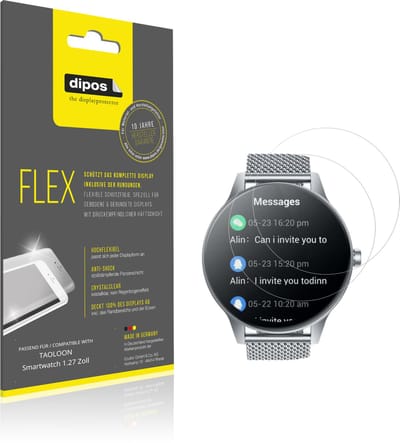 dipos – 2x Beschermfolie geschikt voor TAOLOON Smartwatch 1.27 Zoll | 3D Full Cover Screenprotector | 100% Passend