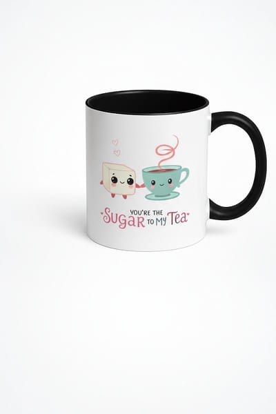 Mok 'You're The Sugar To My Tea' - Lieve & Romantische Theemok met Schattig Suikerklontje en Theekopje Design