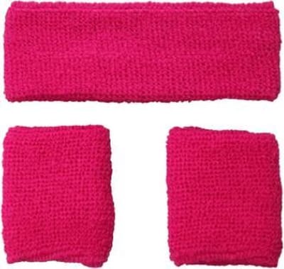 Jumada's - 3-delige set zweetbandjes - Voor hoofd en pols - Fuchsia