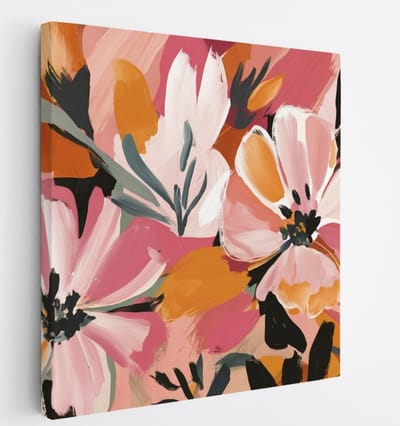 Saammp Canvas Schilderij - Abstracte Bloemen Kunst - Natuur - Abstract - 20x20 - Foto op canvas - Wanddecoratie - Muurdecoratie Woonkamer - Kantoor Decoratie