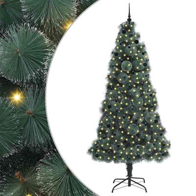 vidaXL - Kunstmatige - voorverlichte - kerstboom - met - ballenset - Groen - 240 - cm