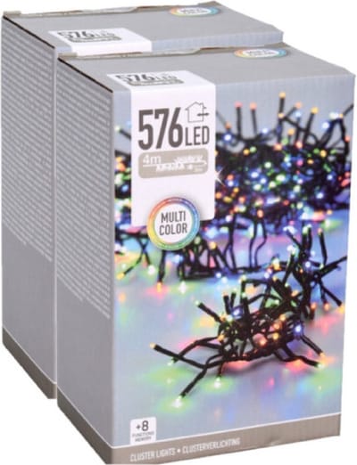 Christmas Decoration clusterverlichting lichtsnoeren -multi 576 leds- 2x - 420 cm