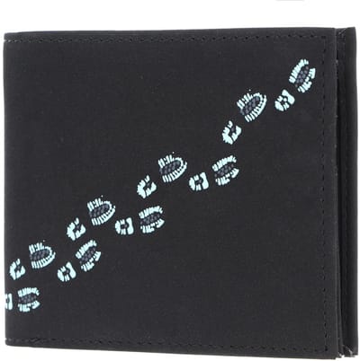 oxmox portemonnee New Cryptan Querscheinbörse Footsteps Print Cyan Black zwart