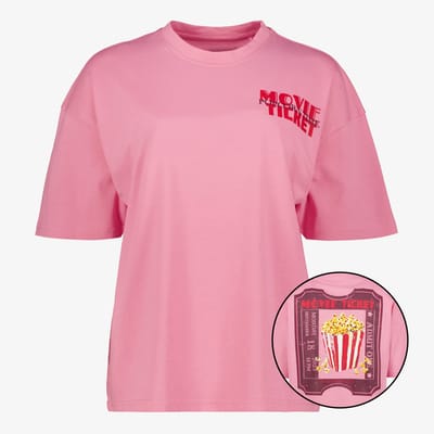 TwoDay dames T-shirt met film backprint roze - Maat S
