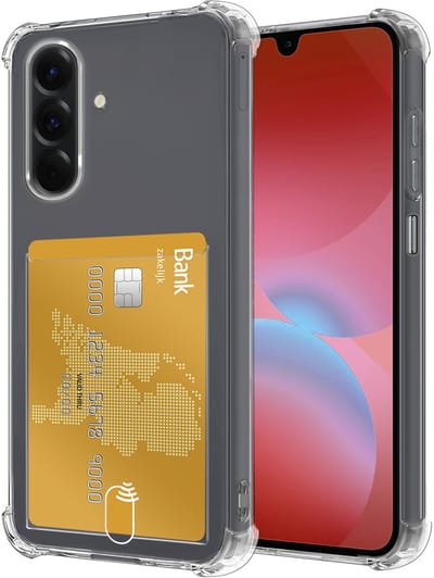 Hoesje - Geschikt voor Samsung Galaxy A26 - Met Pashouder en Kaarthouder - Telefoon Hoes Shockproof - Siliconen Case - Back Cover - Shock Proof - Pasjes Houder - Transparant