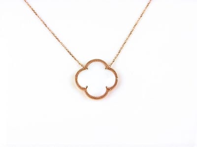 model Fiori kleine klaver ketting in zilver roze verguld wit