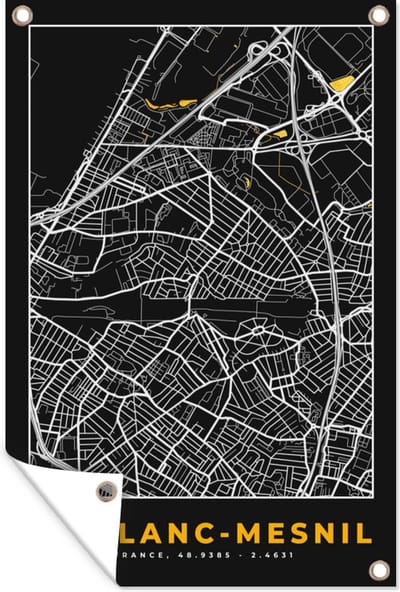Muurdecoratie Stadskaart - Frankrijk - Plattegrond - Kaart - Le Blanc-Mesnil - 120x180 cm - Tuinposter - Tuindoek