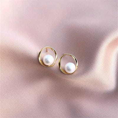 925 Sterling Zilver Exquise Eenvoudige Ronde Witte Parel Oorknopjes Vrouwen Luxe Paleis Bruiloft Sieraden