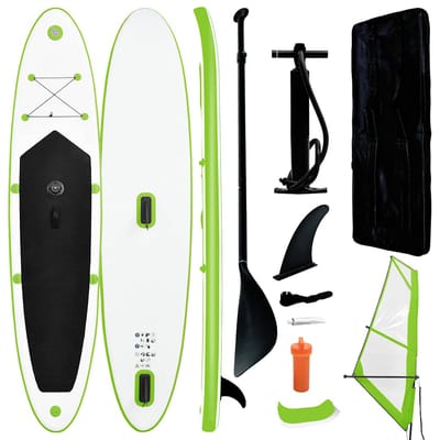 vidaXL Stand Up Paddleboard met zeilset opblaasbaar groen en wit