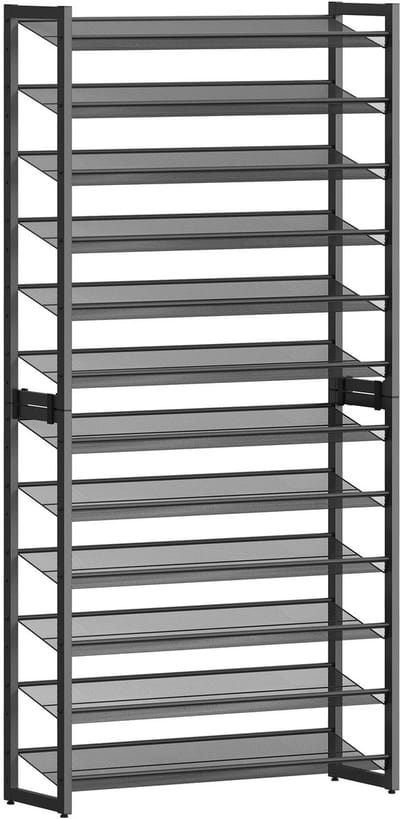 LabelOne Schoenenrek - Schoenenkast - Schoenen Opbergsysteem - 48 paar schoenen - verstelbare planken - 92,5x30,7x223 cm - zwart