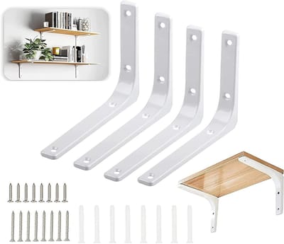 Set van 4 Wandplankdragers van RVS, 200x150mm, Industrieel Ontwerp, Stevige Planksteunen voor Muurmontage, Plankhouders voor Thuis en Kantoor