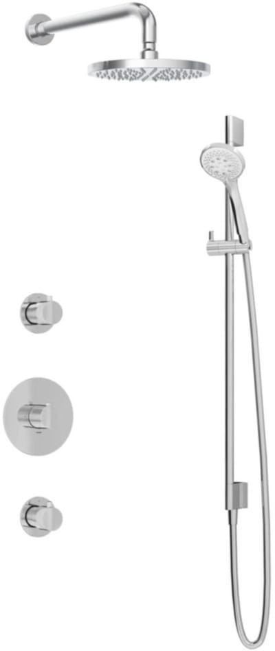 Hotbath Buddy - Inbouw Regendoucheset - 2 Stopkranen - Thermostatisch - Wandarm 35 cm - Hoofddouche 200 mm - Ronde Handdouche 3 Standen - Glijstang 900 mm - Waterbesparend - V01