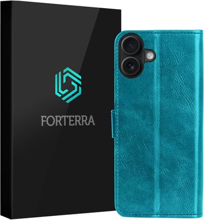 Hoesje Geschikt voor Apple iPhone 17 - Luxe Bookcase - Walletcase Hoes - Portemonnee - Cover - Turquoise