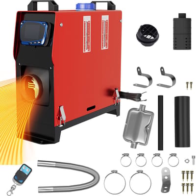 12V diesel standkachel 8kW diesel luchtverwarming met afstandsbediening, LCD-monitor en geluiddemper voor auto, vrachtwagen, camper, motorhome, boot, bus type B