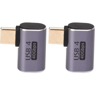 2 stuks Type C Mannelijk naar Vrouwelijk Haakse Connector 40Gbps 90 Graden USB C Adapter voor Transmissie