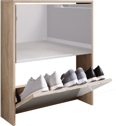 Houten schoenenkast Schoenenkast Schoenrek Schoenstandaard Spiegel Stido L
