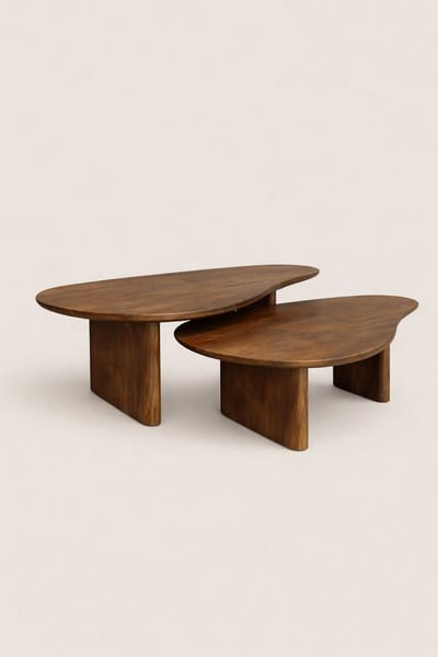 Salontafel Set van 2 Mangohout – Organisch – Bruin – Modern Design